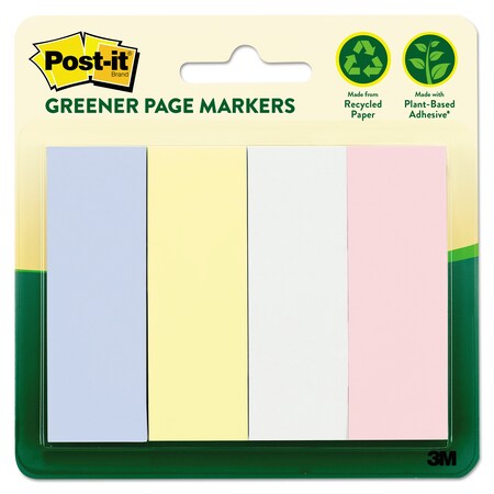 Post-It Greener Page Flags, Pastel, PK200 671-4RP-A